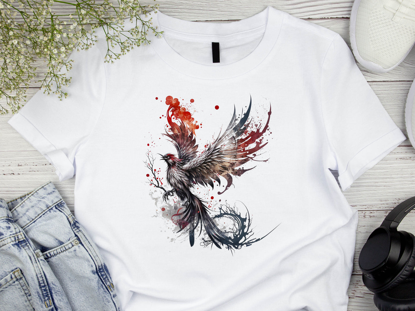 Phoenix Ascension Shirt | Vibrant Fire Bird Design | Phoenix Rising Tee | Mythical Creature T-Shirt | Unisex Phoenix Apparel