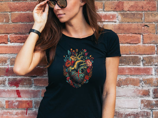 Flower Lover Tee, Botanical Heart Design, Nature & Health, Spring Joy, Gift for Women, Medical Professional Shirt, Floral Love