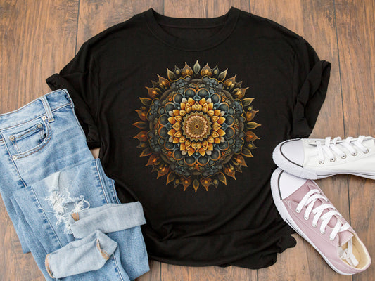 Geometric Mandala Shirt, Sacred Geometry Tee, Spring Yoga Shirt, Cute Mandala Design, Gift for Mindfulness Lovers