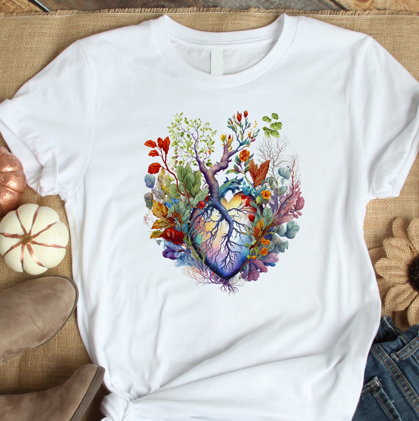 Botanical Cardiac Tee, Heart & Florals, Gift for Medical Professionals, Nature Meets Anatomy, Plant Lady's Choice, Health T-Shirt