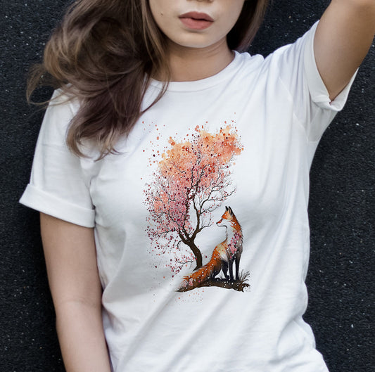 Fox Shirt, Fox TShirt, Cottagecore Shirt, Floral Shirt, Aesthetic Shirt, Cottage Core Clothing, Floral Fox Shirt, Fox T Shirt for Her