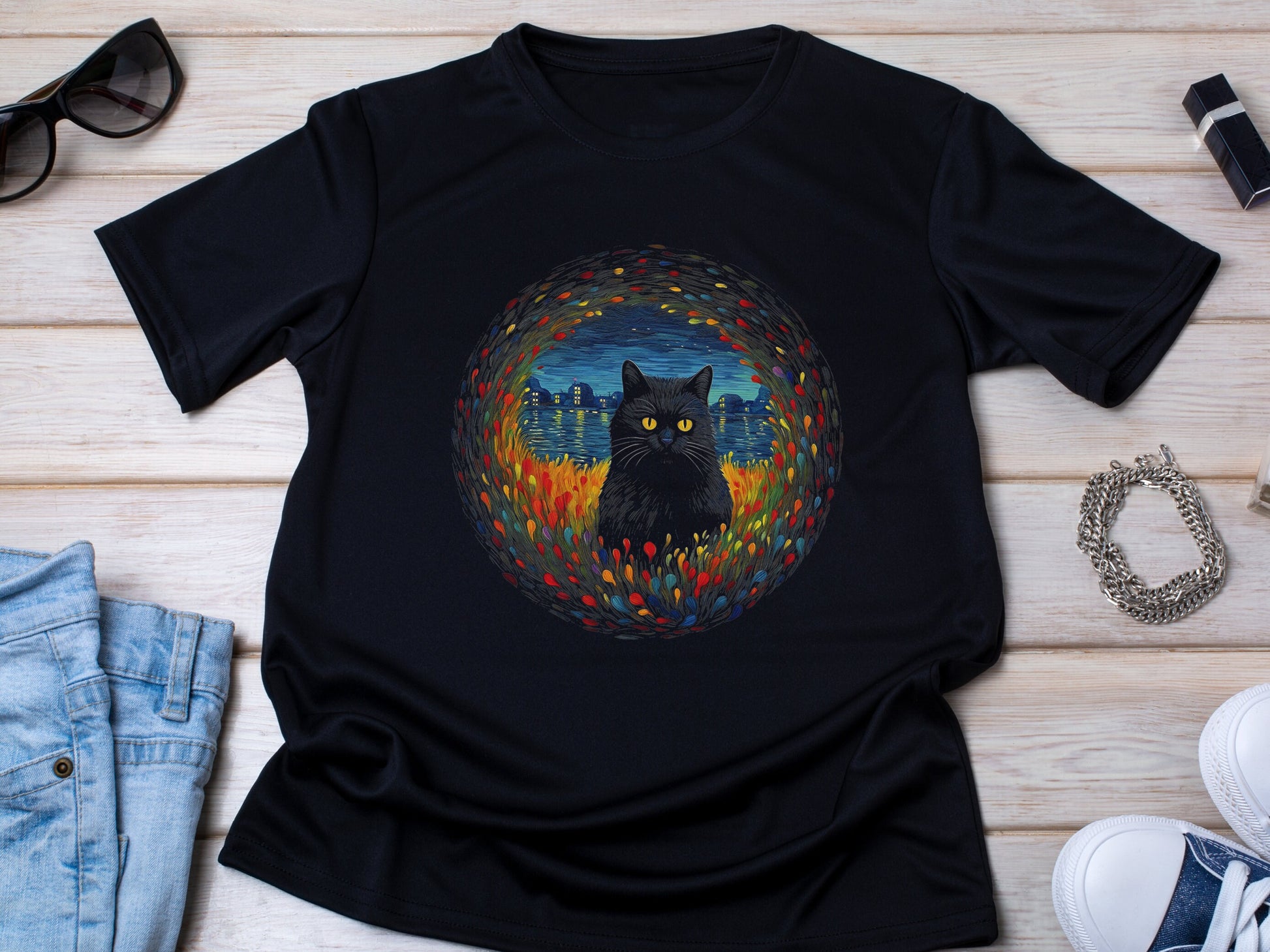 Claude Monet Cat Tee | Artistic Feline Shirt | Cat Lover's Gift | Impressionist Art Style | Monet's Garden Cat Shirt | Art Lover's Apparel