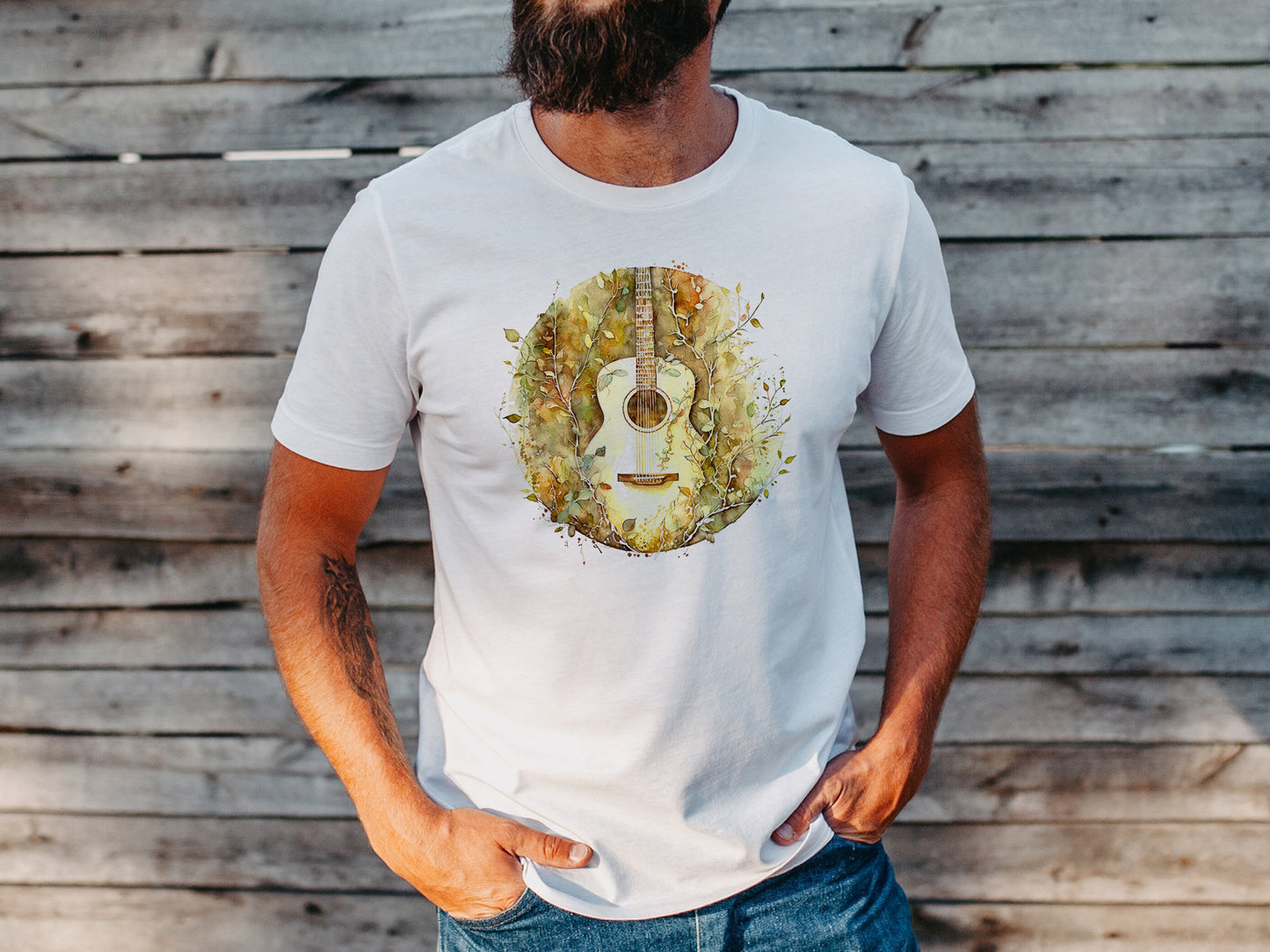 Nature-Inspired Guitar Tee - Music Fan Shirt - Guitarist Gift - Musician Clothing Guitar shirt Gift