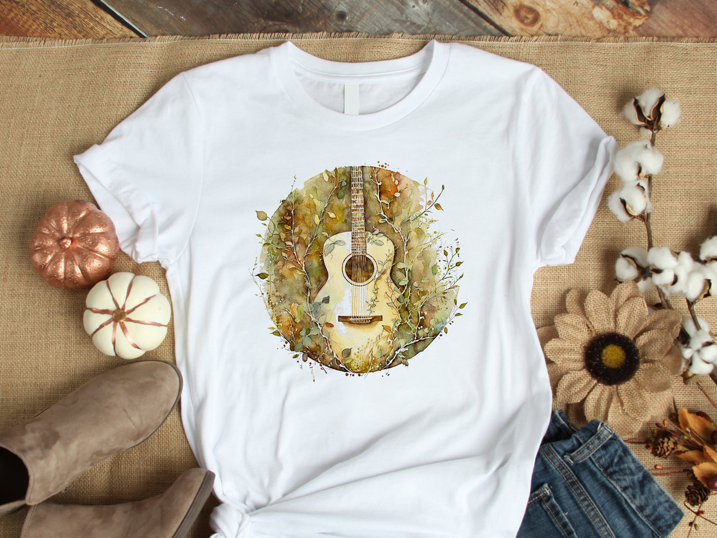 Nature-Inspired Guitar Tee - Music Fan Shirt - Guitarist Gift - Musician Clothing Guitar shirt Gift